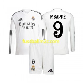 Fußballtrikots Real Madrid Kylian Mbappé 9 Kinder Heim Trikotsatz 2024-2025 Langarm